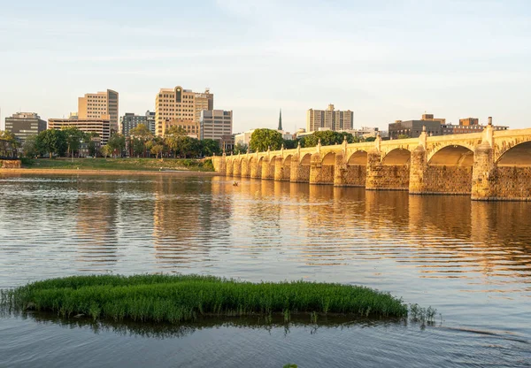 Γέφυρα Market Street Στο Harrisburg Και Ποταμός Susquehanna — Φωτογραφία Αρχείου