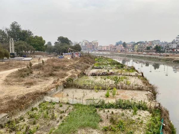 Fiume Inquinato Nella Città Kathmandu Nepal Chiamato Fiume Bagmati — Foto Stock