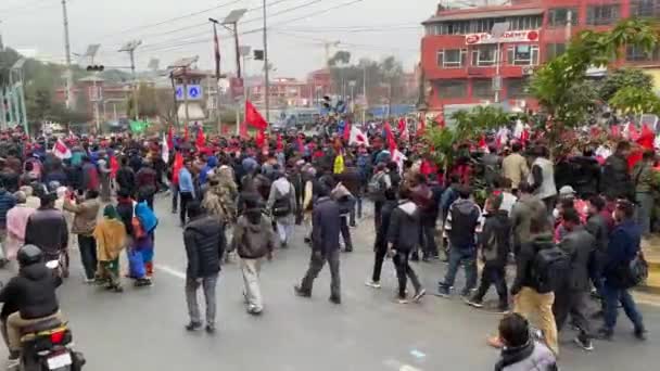 Katmandu Nepal Februari 2021 Ett Politiskt Möte Mellan Kommunistpartiet Valtiden — Stockvideo