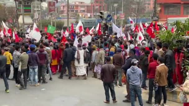Kathmandu Nepal Febbraio 2021 Una Manifestazione Politica Del Partito Comunista — Video Stock