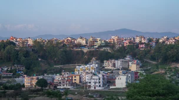 Nepal Katmandu Şehrinde Bir Günden Bir Geceye Kadar Uçaklar Iniyor — Stok video