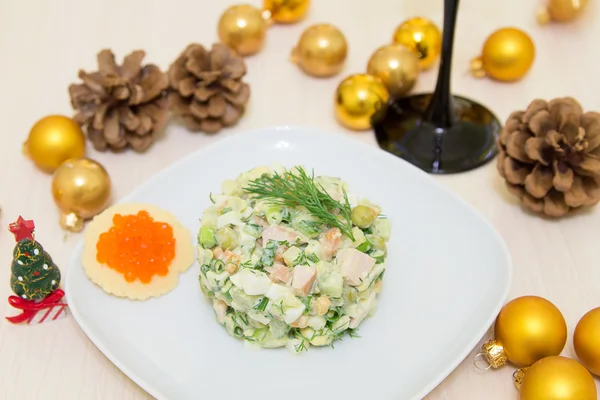 Traditional Russian christmas salad Olivier — Stock Photo, Image