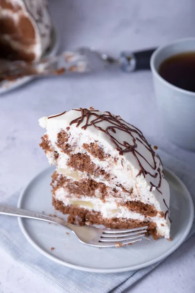 Pancho Cake Pastel Galletas Casero Con Crema Agria Piña Decorado — Foto de Stock