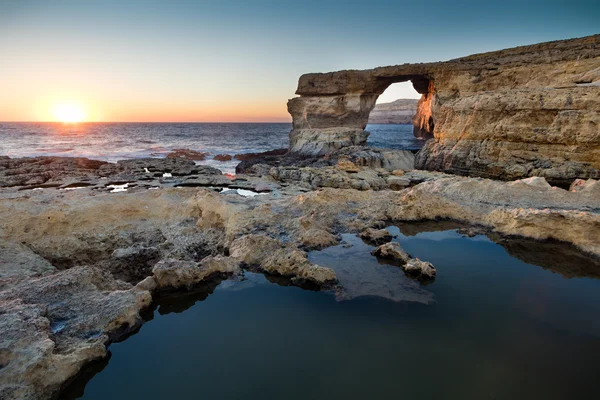 Azure Penceresinde Günbatımı, Dwerja, Gozo, Malta.