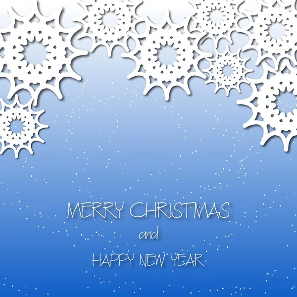Winter snowflakes cut the paper. Falling snow. Blue gradient background. Christmas, New Year. Greeting card, invitation. Eps 10 — ストックベクタ