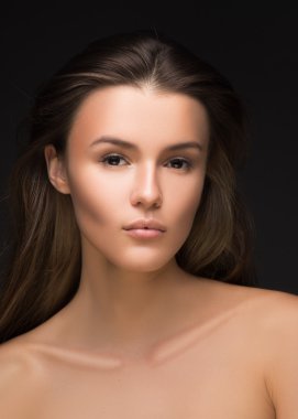 Güzel kadın portre yüz stüdyo. moda fotoğraf, moda tarzı