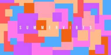 Dynamic summer vibes template design of pink and orange squares creating a vibrant pattern 