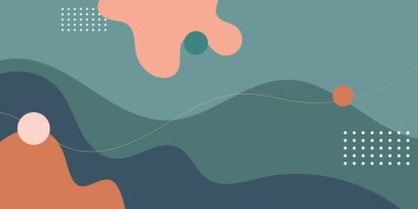 Soyut Sıvı Arkaplan Tasarımı. Modern Tasarım İçin Moda Dalgalı Şekiller, Organik Renkler ve Minimalist Geometrik Elementler 