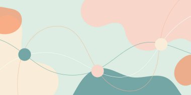 Soyut Sıvı Arkaplan Tasarımı. Modern Tasarım İçin Moda Dalgalı Şekiller, Organik Renkler ve Minimalist Geometrik Elementler 