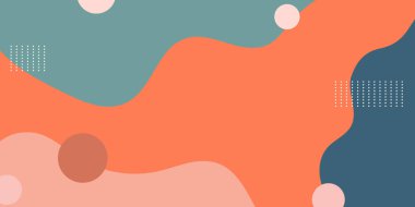 Soyut Sıvı Arkaplan Tasarımı. Modern Tasarım İçin Moda Dalgalı Şekiller, Organik Renkler ve Minimalist Geometrik Elementler 