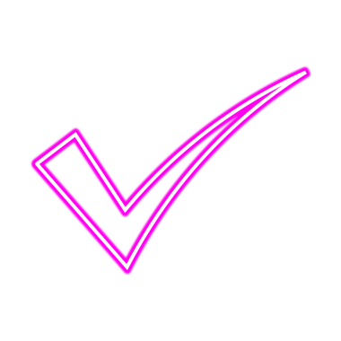 Neon Işıltısı Denetimi Mark Simgesi Tasarımı. UI veya UX, Web ve Uygulama Tasarımı için Canlı Başarı, Mavi, Cyan, Pembe PNG İllüstrasyonu Onaylanmış ve Onaylanmış Sembol