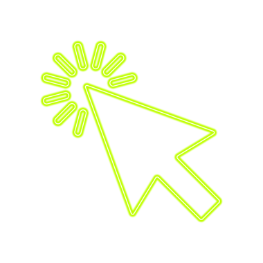 Neon Parlayan Tıklama İmleci Simgesi Tasarımı. Çok Renkli İşaretli İşaretli Pointer Arrow. Fütürist Kullanıcı Arayüzü veya UX Tasarım Elemanı