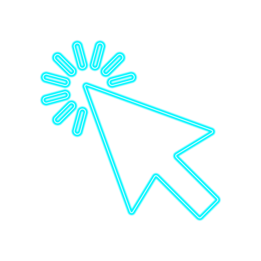 Neon Parlayan Tıklama İmleci Simgesi Tasarımı. Çok Renkli İşaretli İşaretli Pointer Arrow. Fütürist Kullanıcı Arayüzü veya UX Tasarım Elemanı