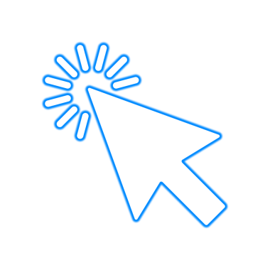 Neon Parlayan Tıklama İmleci Simgesi Tasarımı. Çok Renkli İşaretli İşaretli Pointer Arrow. Fütürist Kullanıcı Arayüzü veya UX Tasarım Elemanı