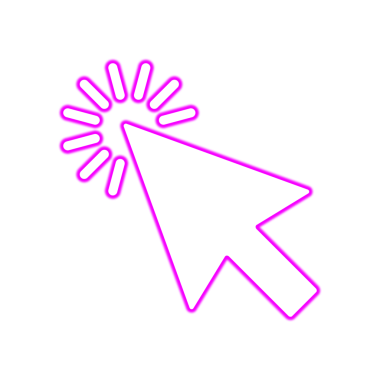 Neon Parlayan Tıklama İmleci Simgesi Tasarımı. Çok Renkli İşaretli İşaretli Pointer Arrow. Fütürist Kullanıcı Arayüzü veya UX Tasarım Elemanı