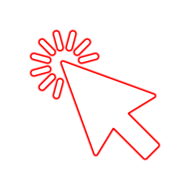 Neon Parlayan Tıklama İmleci Simgesi Tasarımı. Çok Renkli İşaretli İşaretli Pointer Arrow. Fütürist Kullanıcı Arayüzü veya UX Tasarım Elemanı