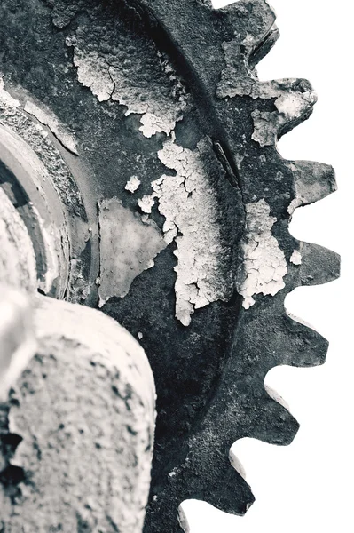 Beyaz bir arka plan üzerinde eski dişli