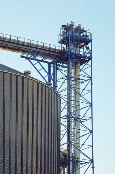 oil refinery against a blue sky