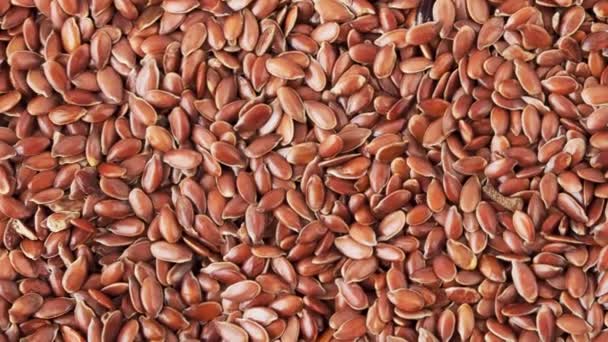 Background Texture Rotating Flax Seeds View — Stock Video