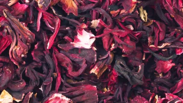 Mouvement Vers Haut Fond Thé Hibiscus Rouge Sec Vue Haut — Video