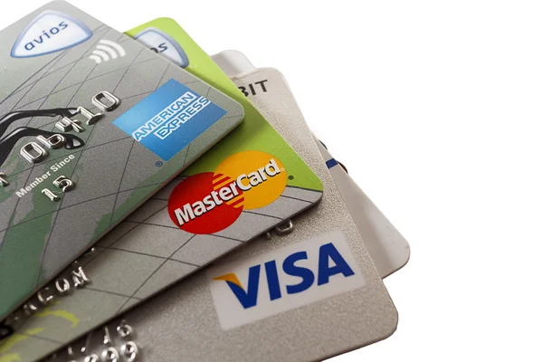 Principali carte di credito isolate — Foto Stock