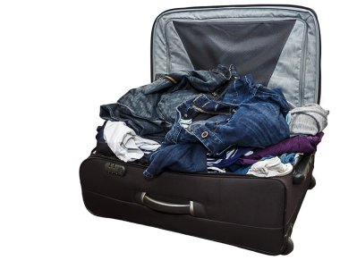 Badly Packed Suitcase Isolated clipart