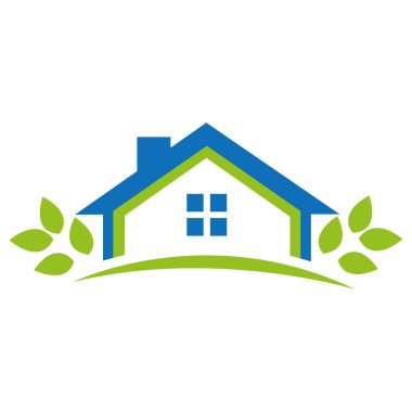 Ev Yaprağı Eko Logosu Tasarımı Yeşil Emlak Doğa Simgesi Vektör Şablonu.