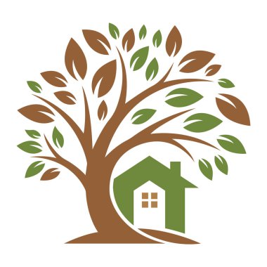 Tree House Nature Growth Icon Logo Template Modern Eco Vector Design