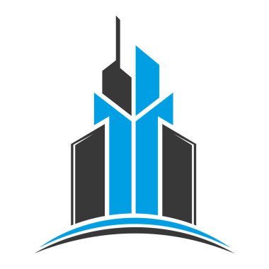 Modern Gökdelen Emlak Binası Simge Vektör Logo Tasarımı Şablonu