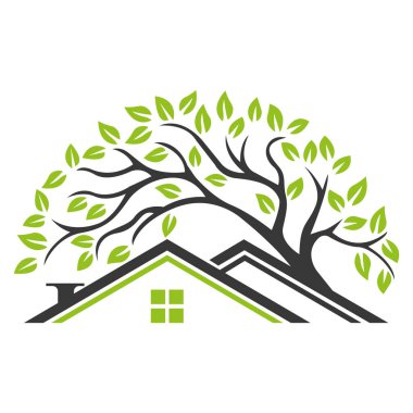 Ağaç Ev Doğası Logosu Tasarımı Emlak Büyüme Şablonu Vektörü