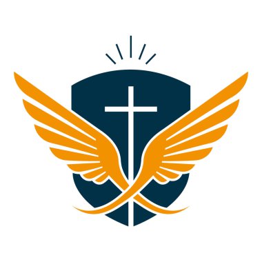 Kanatlar arası Din Logosu İnanç Şablonu Kilise Vektör Tasarımı