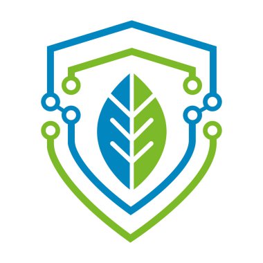 Kalkan Yaprak Koruma Eko Yeşil Logo Tasarımı Güvenlik Vektör Şablonu Simgesi Simgesi