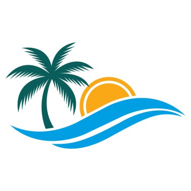 Palm Tree Plaj Logosu Tasarımı Yaz Seyahat Vektörü