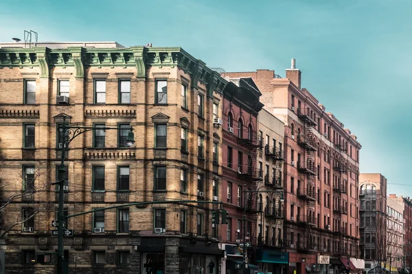 Edifícios e ruas de Upper West Site de Manhattan, Nova York — Fotografia de Stock