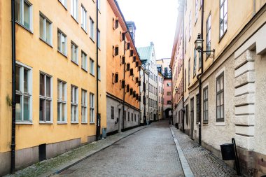 Stockholm, İsveç (Gamla Stan) eski şehrin dar sokakları