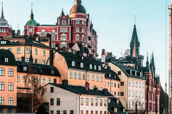 Colorate case nordiche di Stoccolma, Svezia — Foto Stock