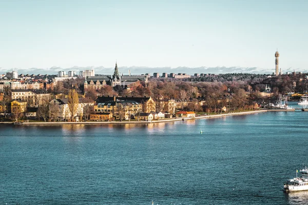 Barche ed edifici di Stoccolma, Svezia — Foto Stock