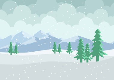 Güzel Kar Manzarası ve Dağ Arkaplanı