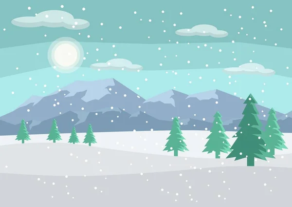 美しい雪景色と山の背景 — ストックベクタ