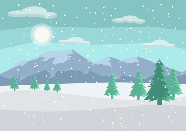 Mooie Sneeuw Landschap Berg Achtergrond — Stockvector