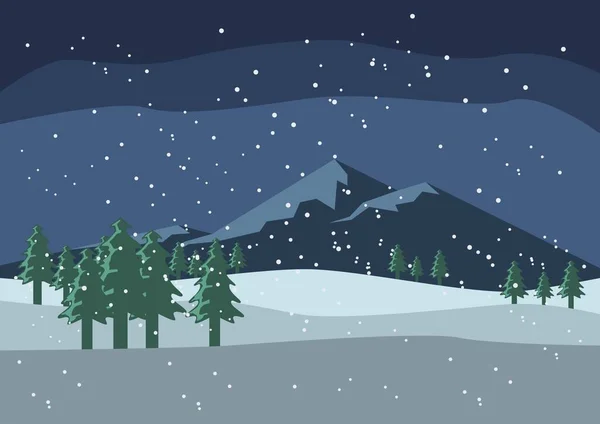 美しい雪景色と山の背景 — ストックベクタ