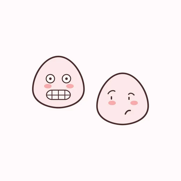 Χαριτωμένο Ροζ Emoticons Διάφορες Εκφράσεις Προσώπου — Διανυσματικό Αρχείο