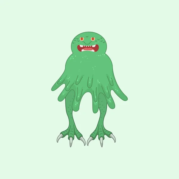 Ilustração Dos Desenhos Animados Monstro Bonito Verde Traje Monstro Dia —  Vetores de Stock