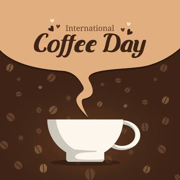 Kahverengi Arkaplanda Uluslararası Kahve Günü — Stok Vektör
