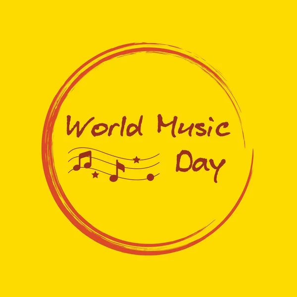 Sarı Temel Renkli Dünya Müzik Günü Uluslararası Müzik Günü — Stok Vektör