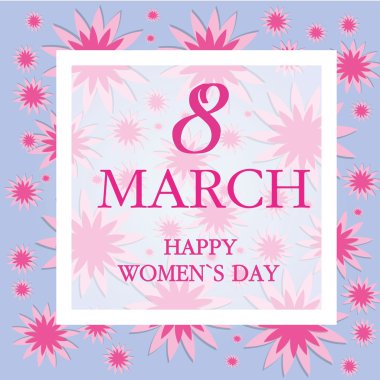 Pembe çiçek tebrik kartı - dünya mutlu kadınlar günü - 8 Mart tatil arka plan ile kağıt kesme çerçeve çiçek. Mutlu anneler günü.