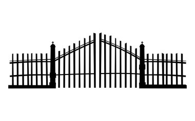 Kara Mezarlık Çit Kapısı Cadılar Bayramı Arka plan Afiş Eleman Dekorasyonu için beyaz arka planda izole