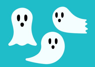 Cadılar Bayramı Sancak Arkaplanı Element Dekorasyonu için Basit El Çizimi Hayaleti