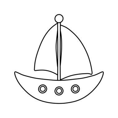 Siyah çizgili yelkenli, deniz taşımacılığı vektör çizimi için şeffaf arkaplanda izole edilmiş simge çiziyor