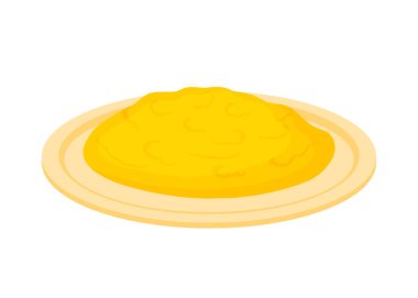 Scrambled egg dish on a plate food clipart in cartoon style vector illustration isolated on transparent background